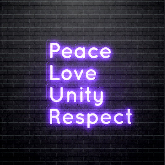 Enseigne au néon LED - Paix - amour - unité - respect